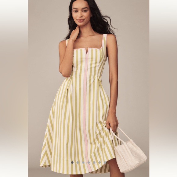 Maeve Dresses & Skirts - Anthropologie Maeve Sleeveless Notched Square-Neck
Midi Dress